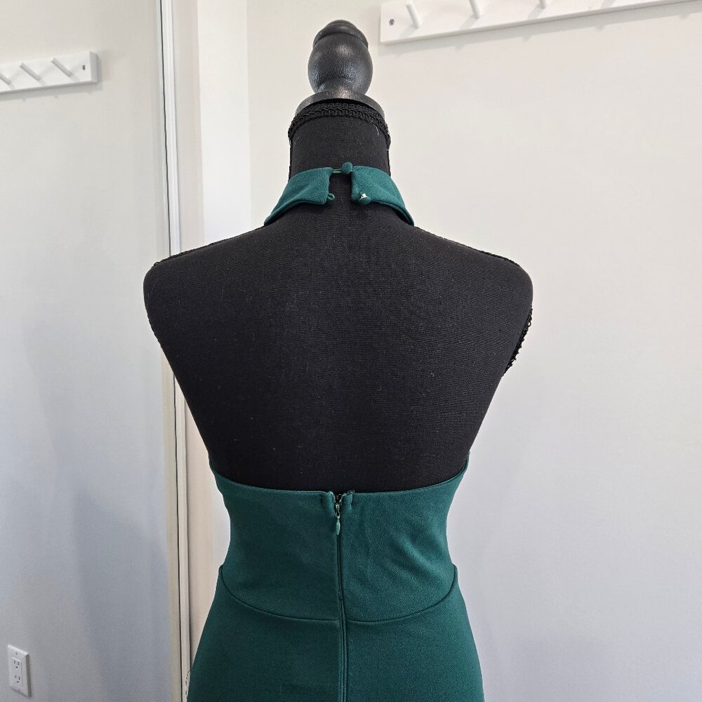Lulus Ruffled Halter Maxi Dress Emerald Green Small Flaw Pearl New With Tags $99 - Picture 14 of 16